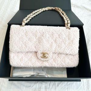 Chanel Tweed Sakura Pink Double Flap